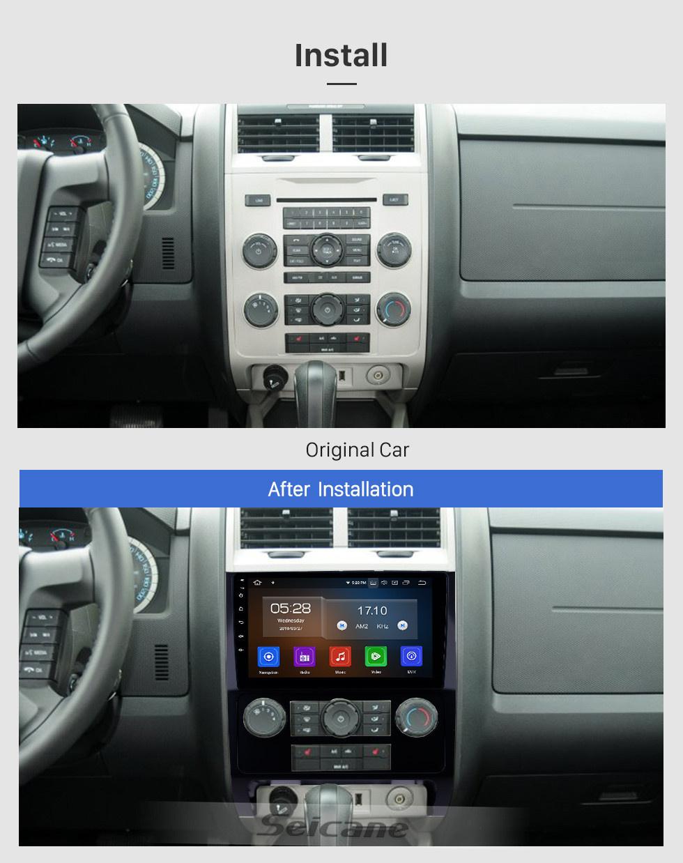 Seicane 9-дюймовый Android 11.0 2007-2012 Ford Escape HD с сенсорным экраном GPS навигация Радио с USB Carplay Bluetooth WIFI поддержка 4G 1080P видео DVD-плеер