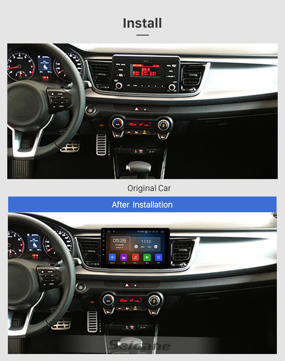 Seicane 2017-2019 Kia Rio Android 11.0 9-дюймовый GPS-навигация Радио Bluetooth HD с сенсорным экраном USB Carplay Поддержка музыки TPMS Управление на руле DAB + Seicane 2017-2019 Kia Rio Android 11.0 9-дюймовый GPS-навигация Радио Bluetooth HD с сенсорным экраном USB Carplay Поддержка музыки TPMS Управление на руле DAB +