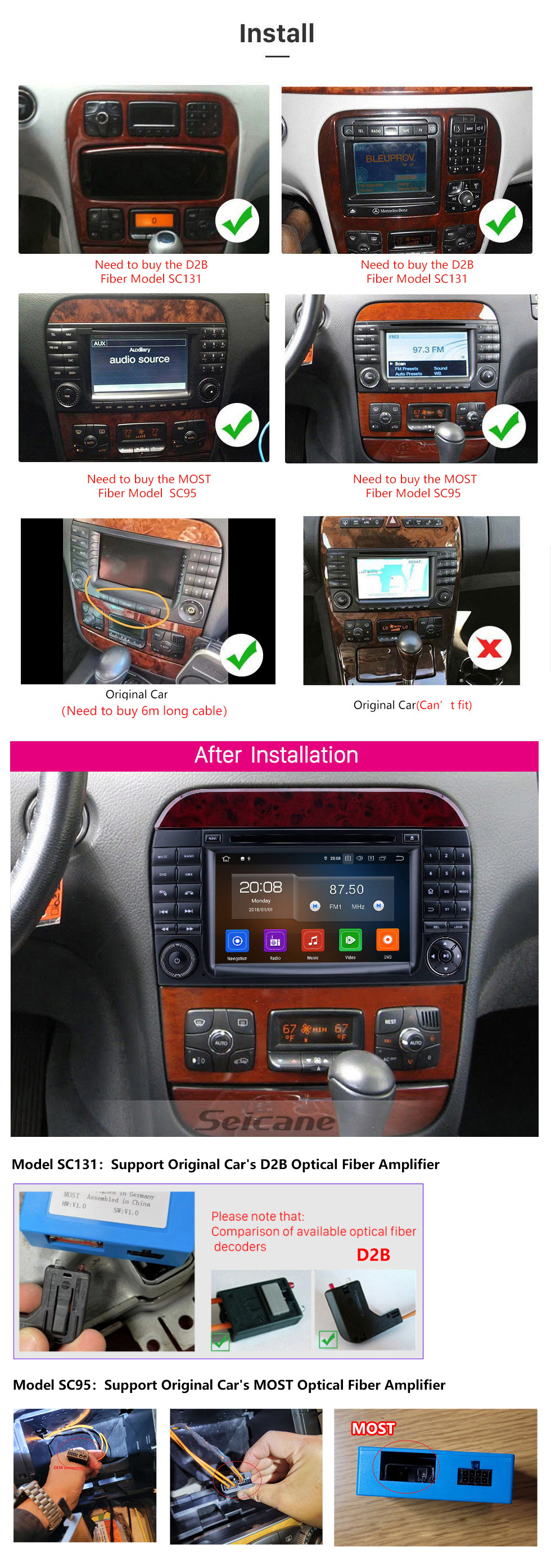 Seicane Android 13.0 HD Pantalla táctil Radio de 9 pulgadas para 1998-2005 Mercedes-Benz Clase S W220 S280 S320 S350 S400 S430 S500GPS Sistema de navegación con USB WIFI Bluetooth Mirror Link 1080P OBD2 Control del volante