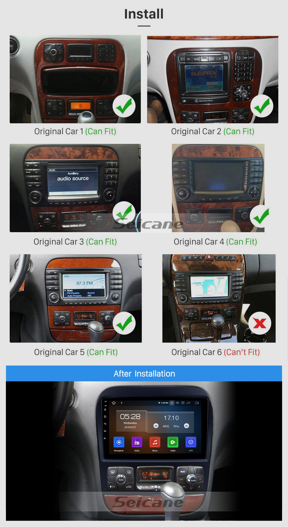 Seicane Rádio Android 12.0 HD Touchscreen de 9 polegadas para 1998-2005 Mercedes-Benz S-Class W220 S280 S320 S350 S400 S430 S500GPS Sistema de navegação com USB WIFI Bluetooth Mirror Link 1080P OBD2 Volante de controle