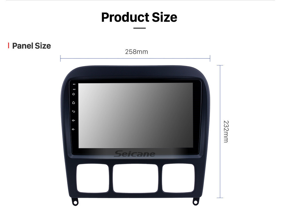 Seicane Android 12.0 HD Touchscreen 9-Zoll-Radio für 1998-2005 Mercedes-Benz S-Klasse W220 S280 S320 S350 S400 S430 S500GPS Navigationssystem mit USB WIFI Bluetooth Spiegelverbindung 1080P OBD2 Lenkradsteuerung