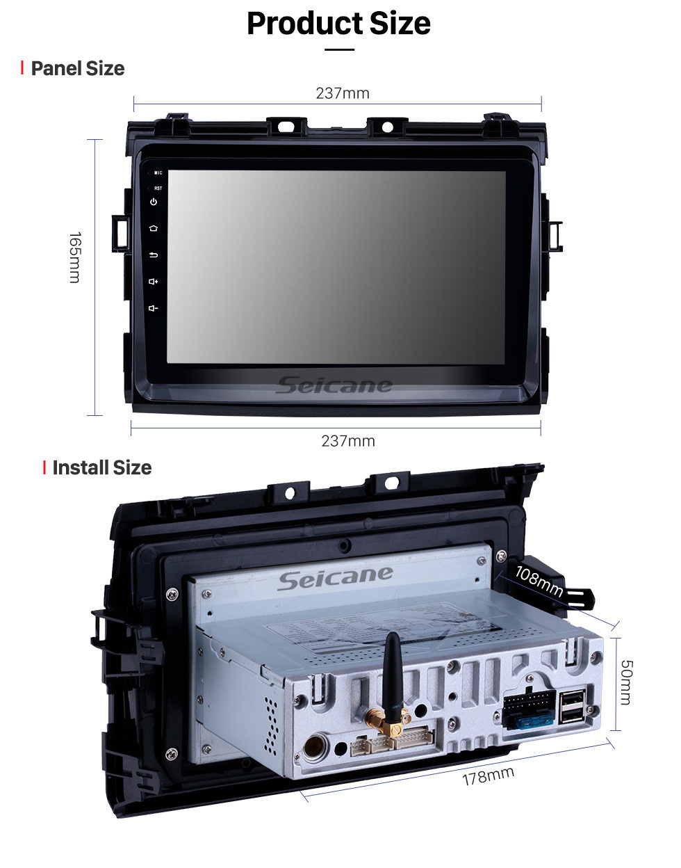 Seicane HD Touchscreen 2006-2012 Toyota Previa Android 11.0 9 Zoll GPS-Navigations-Radio Bluetooth USB Carplay WIFI Musik AUX unterstützt TPMS SWC OBD2 Digital TV