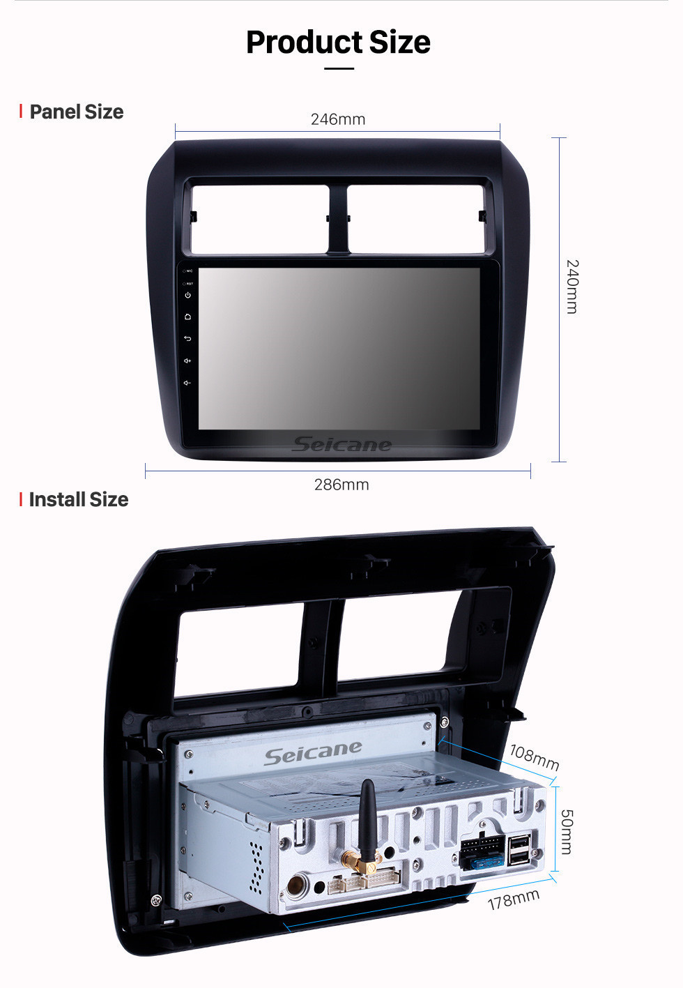 Seicane 2013-2019 Toyota AGYA / WIGO Pantalla táctil Android 11.0 9 pulgadas Navegación GPS Radio Bluetooth Reproductor multimedia Carplay Música AUX soporte Cámara de respaldo 1080P