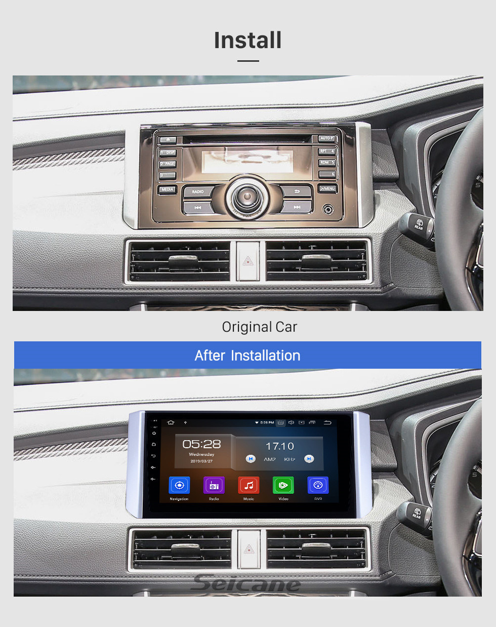 Seicane 9 pulgadas de radio Android 11.0 para Mitsubishi Xpander 2017-2018 con navegación GPS HD Pantalla táctil Bluetooth Compatible con sistema de audio Carplay Cámara de visión trasera DAB +