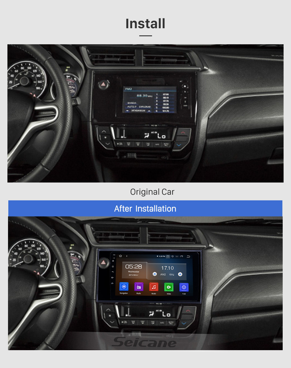 Seicane Android 11.0 9 Zoll GPS Navigationsradio für 2015-2017 Honda BRV LHD mit HD Touchscreen Carplay Bluetooth WIFI USB AUX Unterstützung Spiegel Link OBD2 SWC