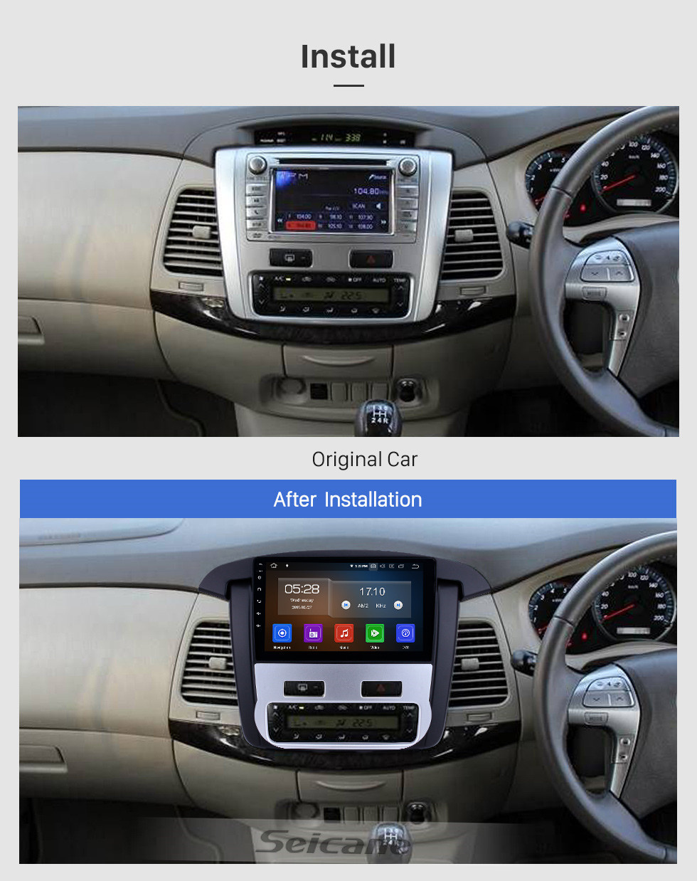 Seicane 2012 2013 2014 Toyota innova Auto A / C 9 pouces Android 11.0 Radio HD à écran tactile Navigation GPS Stéréo avec USB Carplay WIFI Prise en charge Bluetooth DVR 4G SWC