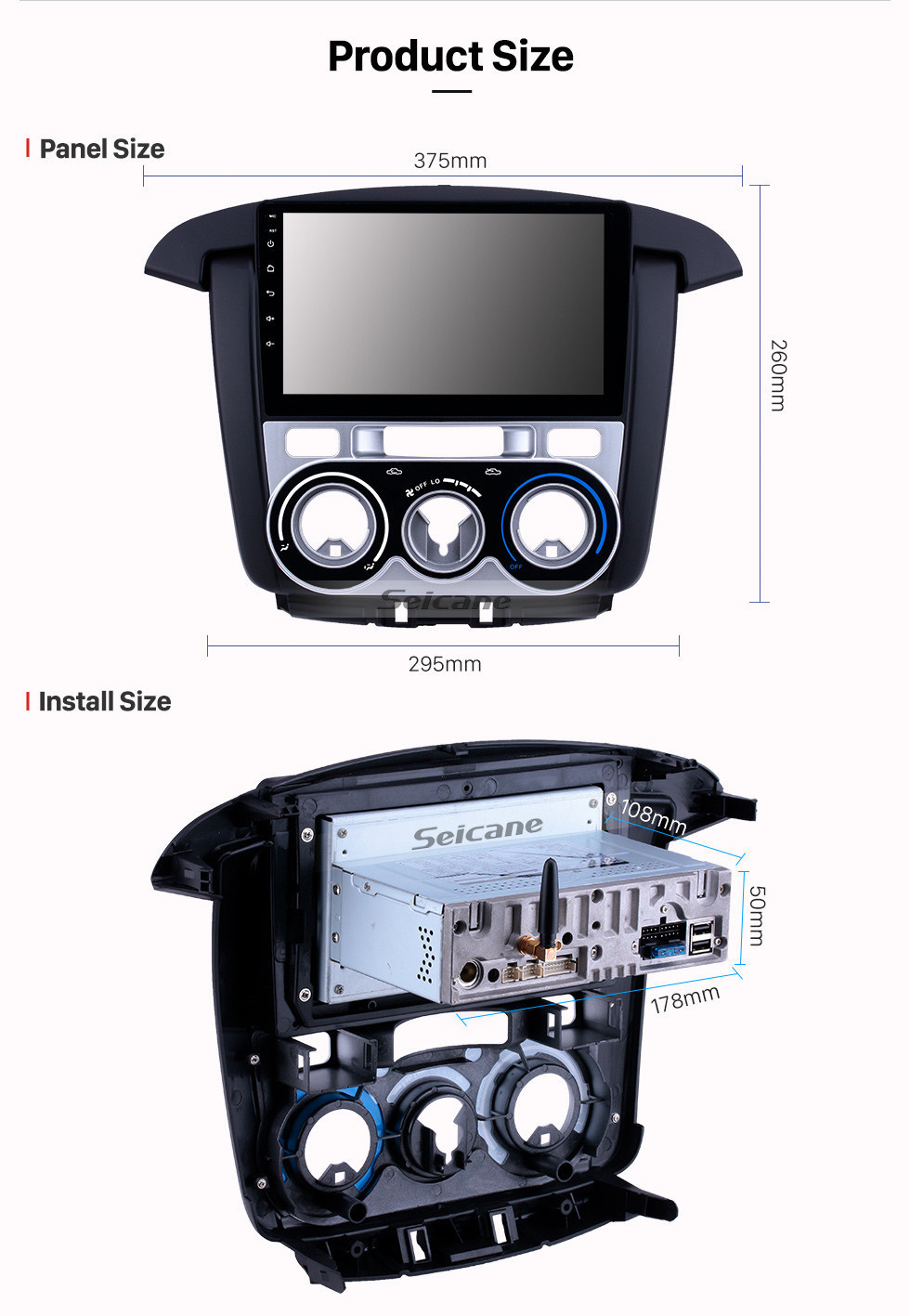 Seicane OEM 9 pouces Android 11.0 Radio pour 2007-2011 Toyota Innova Manuel A / C Bluetooth Wifi HD Écran tactile Navigation GPS Carplay USB support TV numérique TPMS