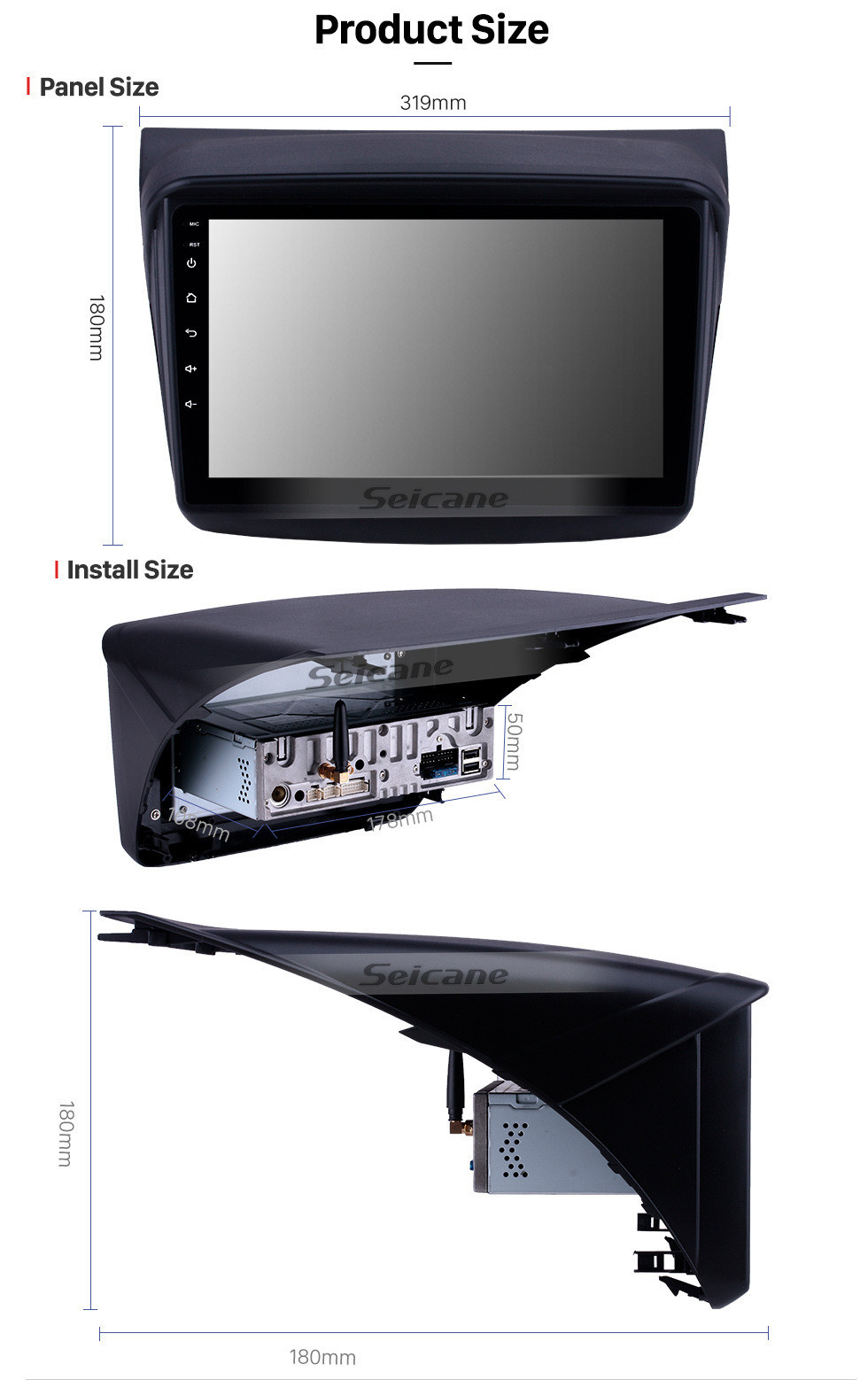 Seicane Pantalla táctil HD 2010 MITSUBISHI PAJERO Sport / L200 / 2006 + Triton / 2008 + PAJERO Sport2 Montero Sport / 2010 + Pajero Dakar / 2008 + Challenger Android 11.0 9 pulgadas Navegación GPS Radio Bluetooth USB Carplay Música AUX support TPMS SWC OBD2 Digit