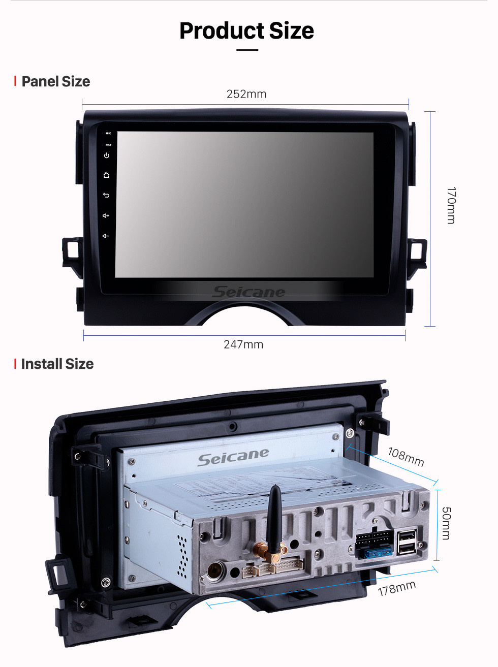 Seicane OEM 9 Zoll Android 11.0 Radio für 2010 2011-2015 TOYOTA REIZ Mark X Bluetooth Wifi HD Touchscreen GPS-Navigation Carplay USB-Unterstützung OBD2 Digital TV 4G