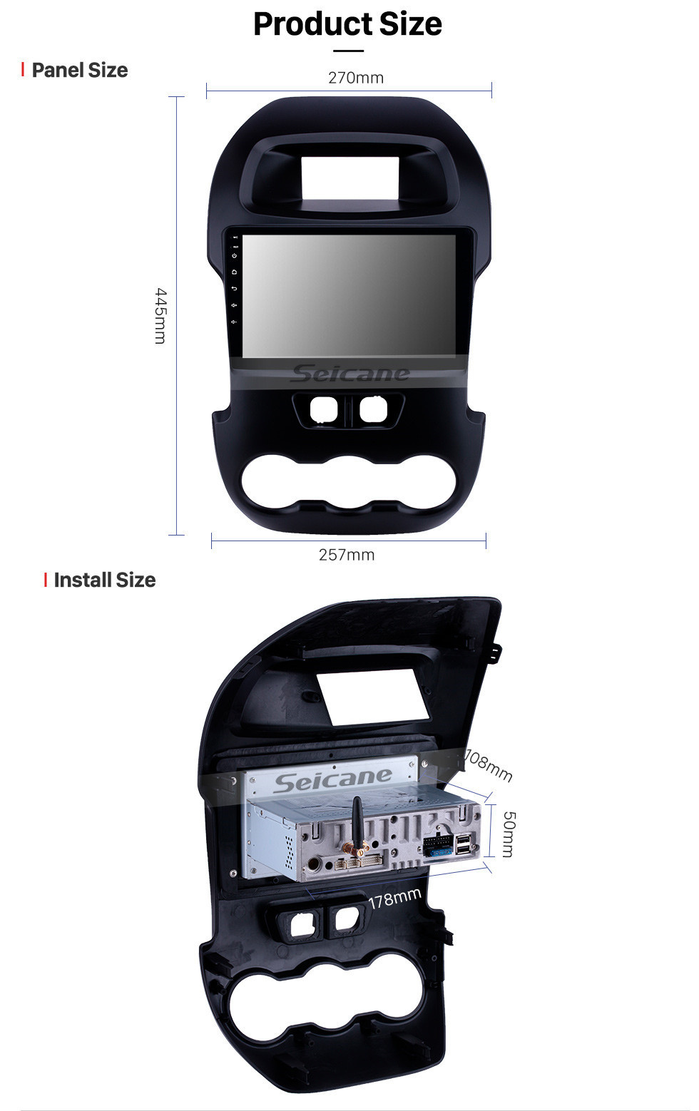 Seicane 9-дюймовый Android 11.0 Радио для 2012 Ford Ranger с GPS-навигатором Стерео HD Сенсорный экран Bluetooth Carplay USB AUX Поддержка музыки SWC 4G WIFI DVD-плеер