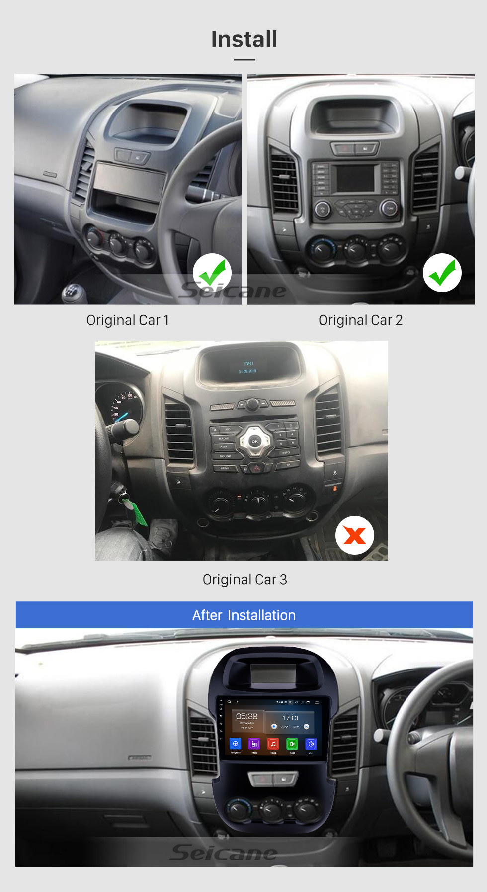 Seicane 9-дюймовый Android 11.0 Радио для 2012 Ford Ranger с GPS-навигатором Стерео HD Сенсорный экран Bluetooth Carplay USB AUX Поддержка музыки SWC 4G WIFI DVD-плеер