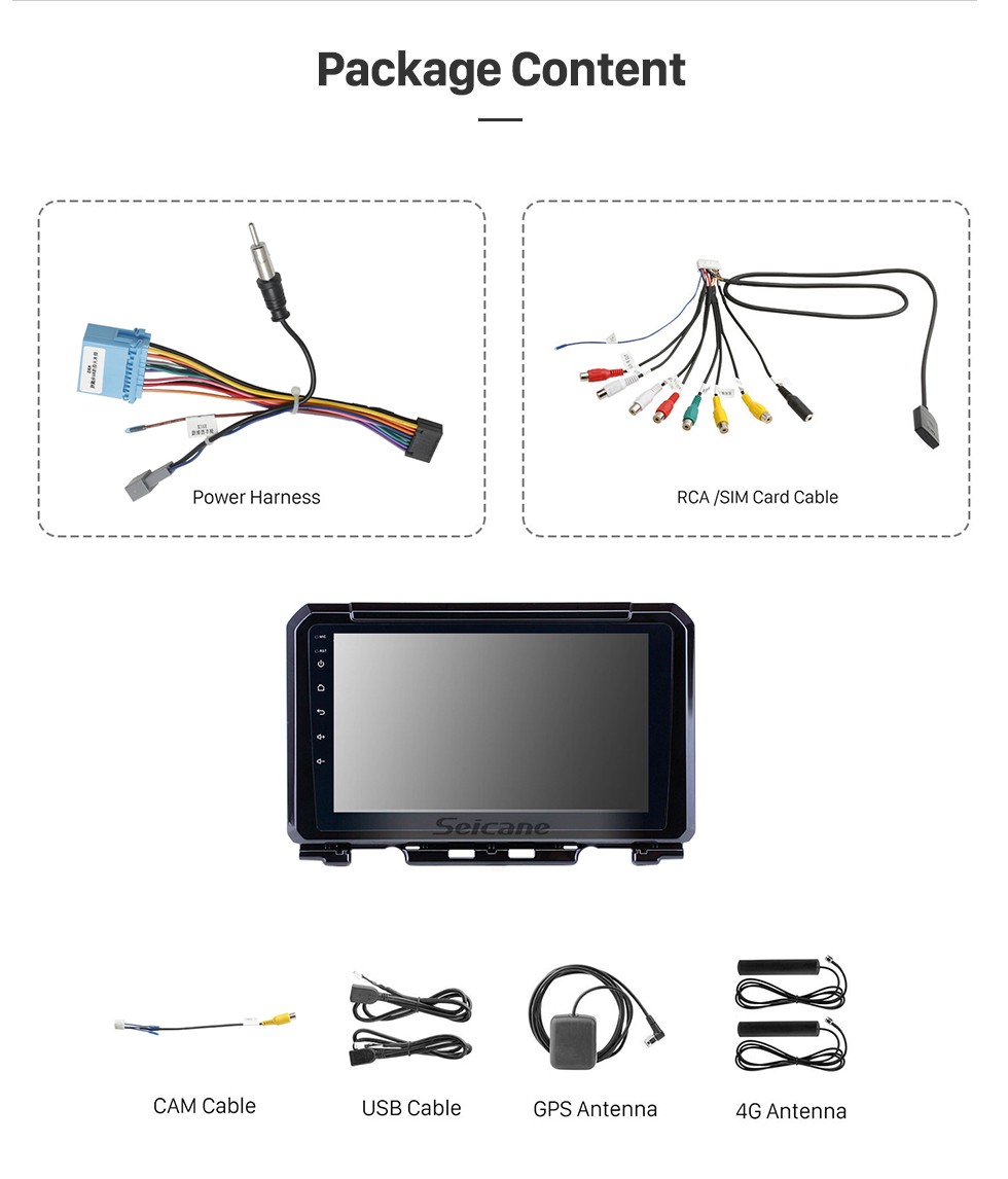 Seicane 2019 Suzuki JIMNY Pantalla táctil Android 12.0 9 pulgadas Navegación GPS Radio Bluetooth Reproductor multimedia Carplay Música AUX soporte TV digital 1080P