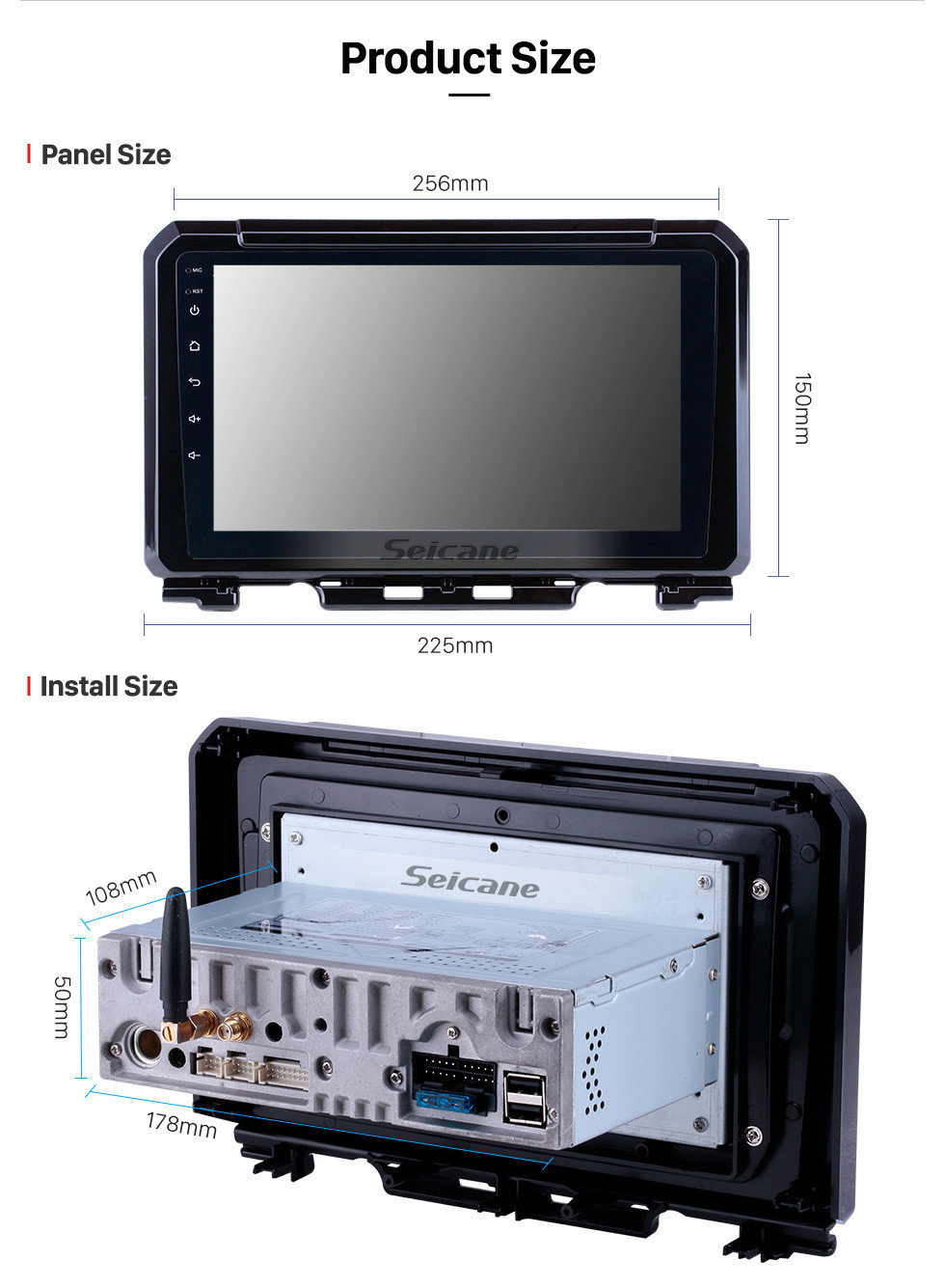 Seicane 2019 Suzuki JIMNY Pantalla táctil Android 12.0 9 pulgadas Navegación GPS Radio Bluetooth Reproductor multimedia Carplay Música AUX soporte TV digital 1080P