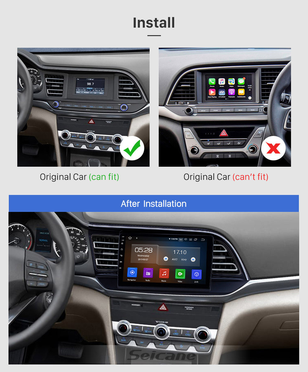 Seicane HD Touchscreen 9 inch Android 11.0 for 2016 Hyundai Elantra Radio GPS Navigation System Bluetooth Carplay support Backup camera