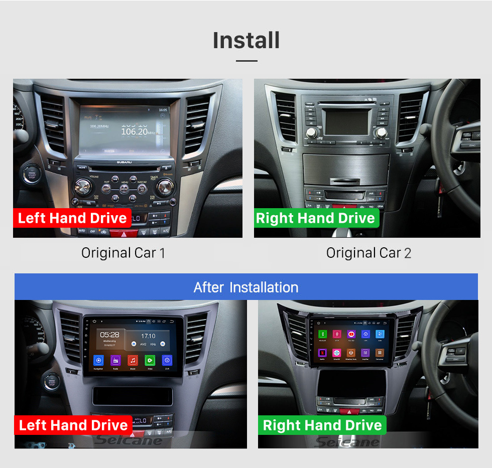 Seicane Rádio OEM Android 13.0 de 9 polegadas para 2010-2014 Subaru Outback Legacy Bluetooth Wifi HD Touchscreen Navegação GPS Carplay Suporte USB 4G SWC RDS OBD2 TV digital