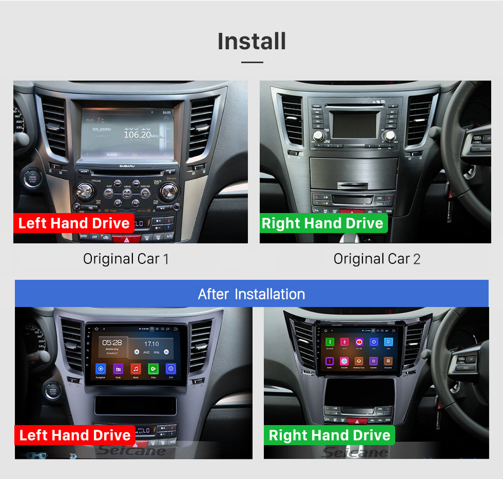 Seicane Radio OEM 9 pouces Android 13.0 pour 2010-2014 Subaru Outback Legacy Bluetooth Wifi HD Écran tactile Navigation GPS Carplay Prise en charge USB 4G SWC RDS OBD2 TV numérique