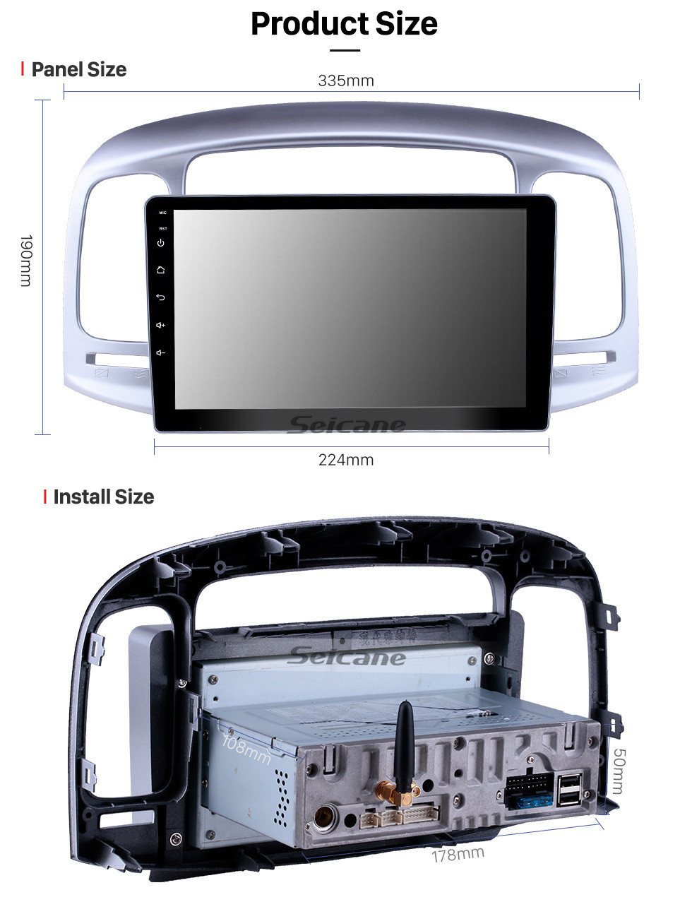 Seicane Aftermarket Navegación GPS Radio para 2006-2011 Hyundai Accent Android 11.0 Unidad principal de 9 pulgadas Audio con Carplay Bluetooth WIFI AUX compatible con SWC TPMS