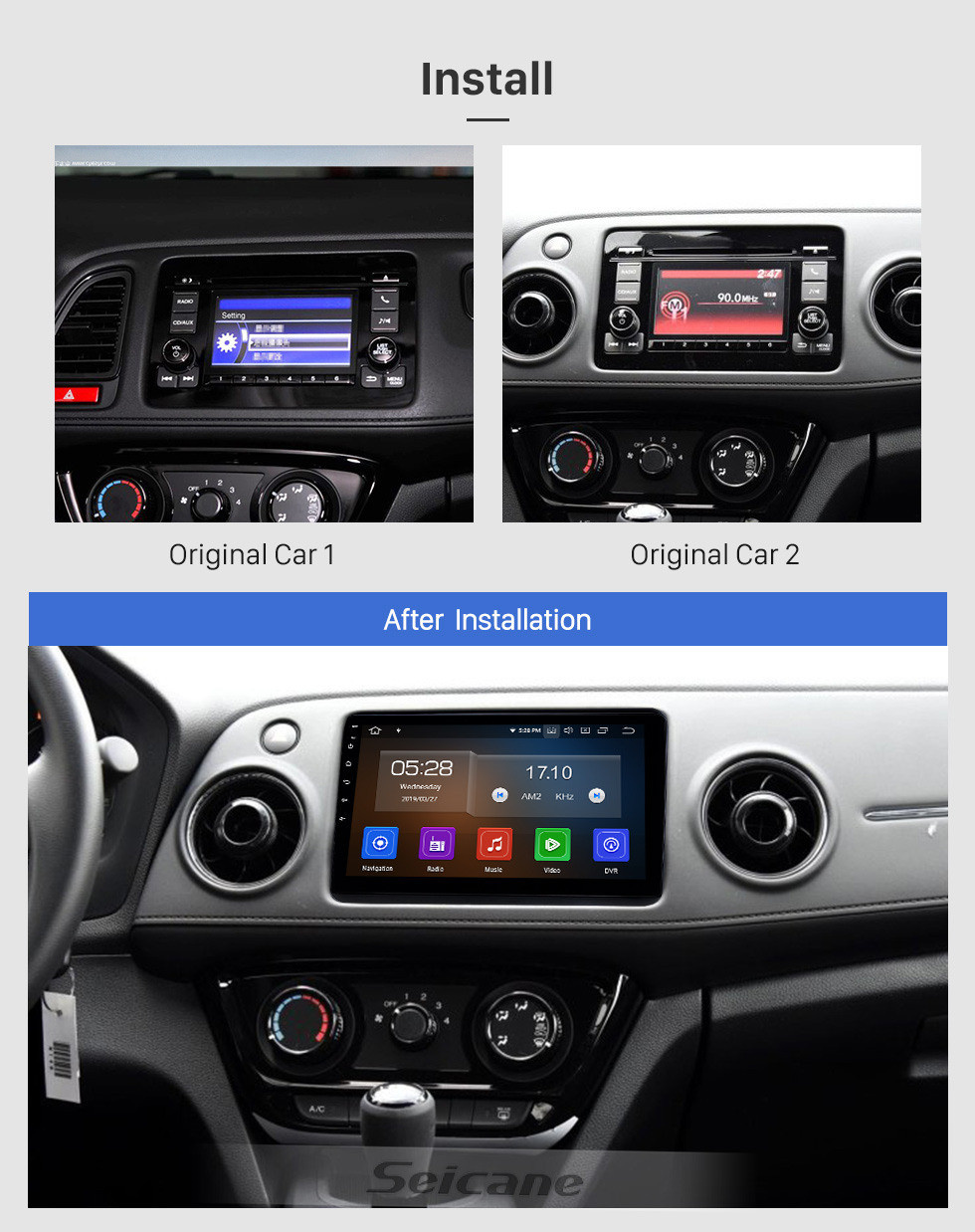 Seicane 10.1 polegada Android 13.0 Rádio para 2014-2016 Honda XRV com HD Touchscreen GPS Nav Carplay Bluetooth suporte a FM DVR TPMS controle de volante 4G WIFI SD