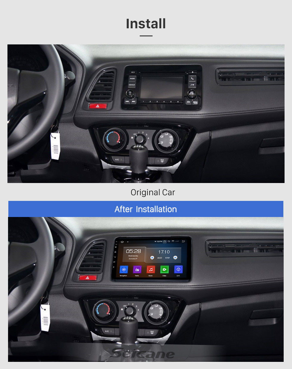 Seicane Android 11.0 9 polegada 2015-2017 HONDA XRV Bluetooth Rádio Navegação GPS Carplay Sistema de apoio OBD2 Didital TV Link de Espelho Volante Controle 4G WIFI