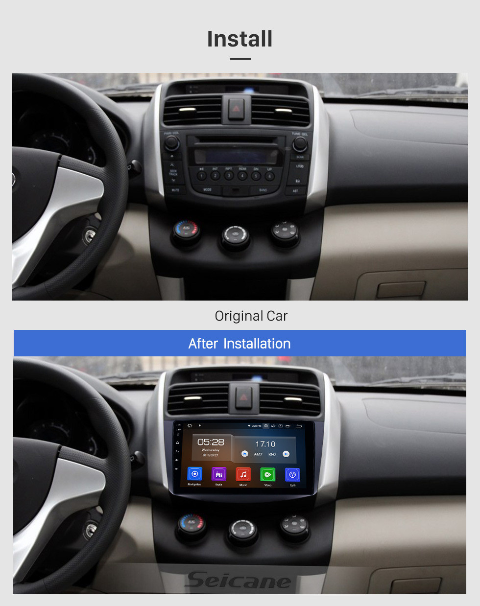 Seicane 9 pulgadas Android 11.0 2011-2016 Lifan X60 Radio en el tablero Bluetooth GPS Sistema de audio para el automóvil Soporte WiFi 3G Mirror Link OBD2 Cámara de respaldo MP3 MP4 DVR AUX Reproductor de DVD