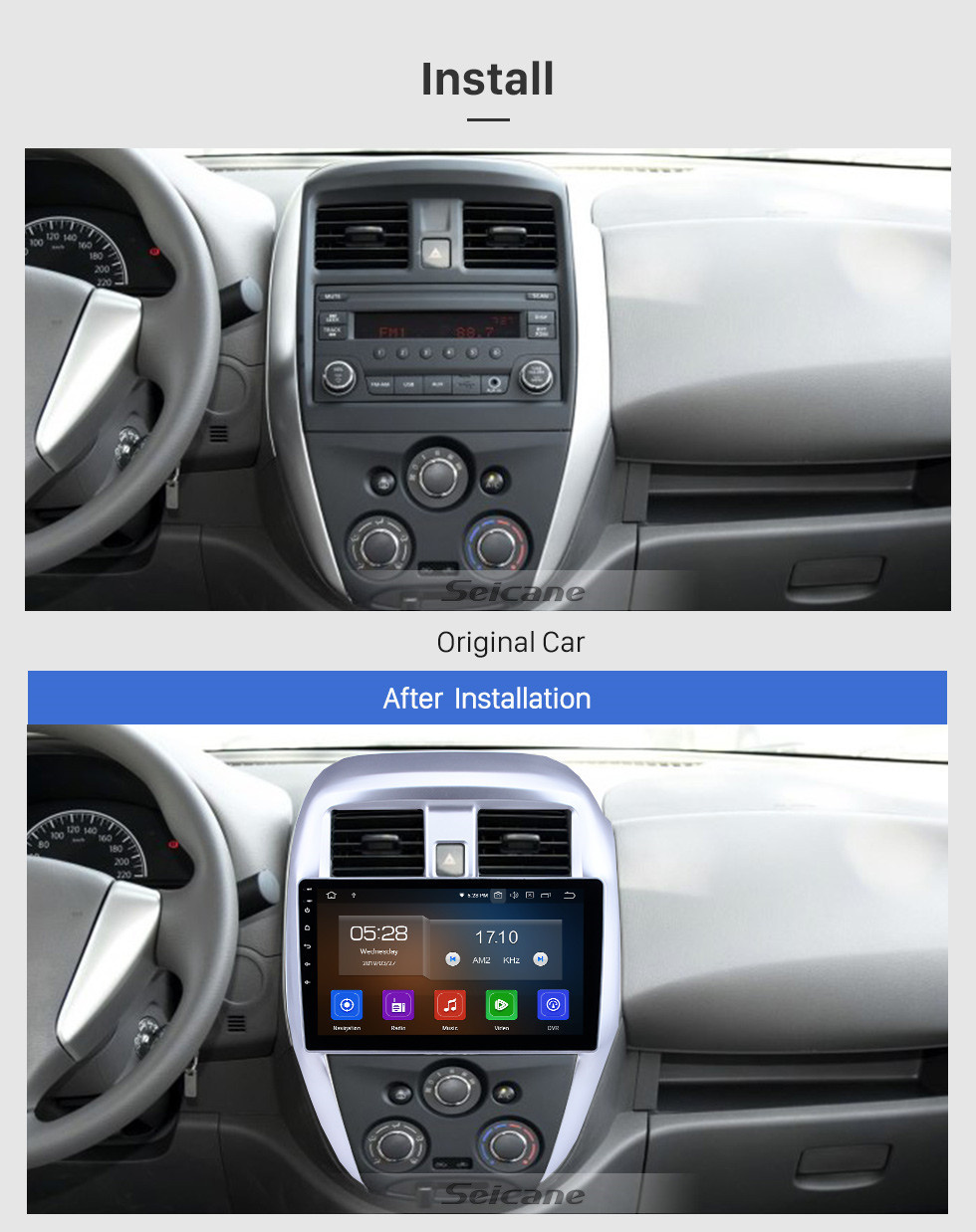 Seicane Android 11.0 Navegación GPS Estéreo con pantalla táctil de 10.1 pulgadas HD para 2015 2016 Nissan Old Sunny Bluetooth FM WIFI Control del volante USB Soporte USB Carplay AUX DVR OBD2