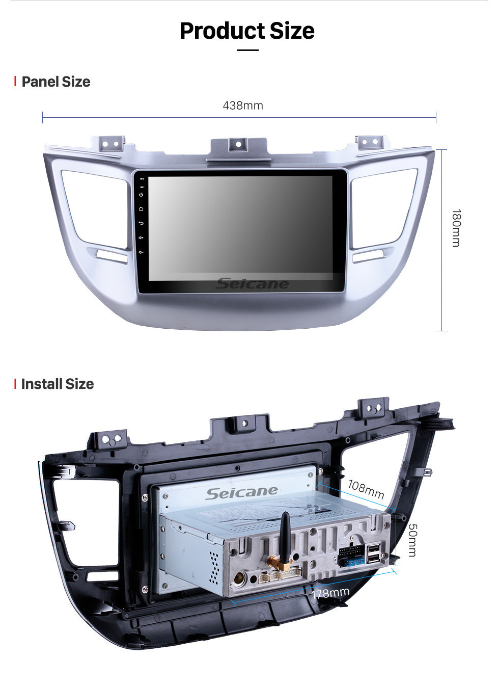 Seicane Pantalla táctil HD Radio de navegación GPS Android 11.0 de 9 pulgadas para Tucson IX35 2014-2016 con AUX Bluetooth WIFI Carplay compatible 1080P Video DAB +