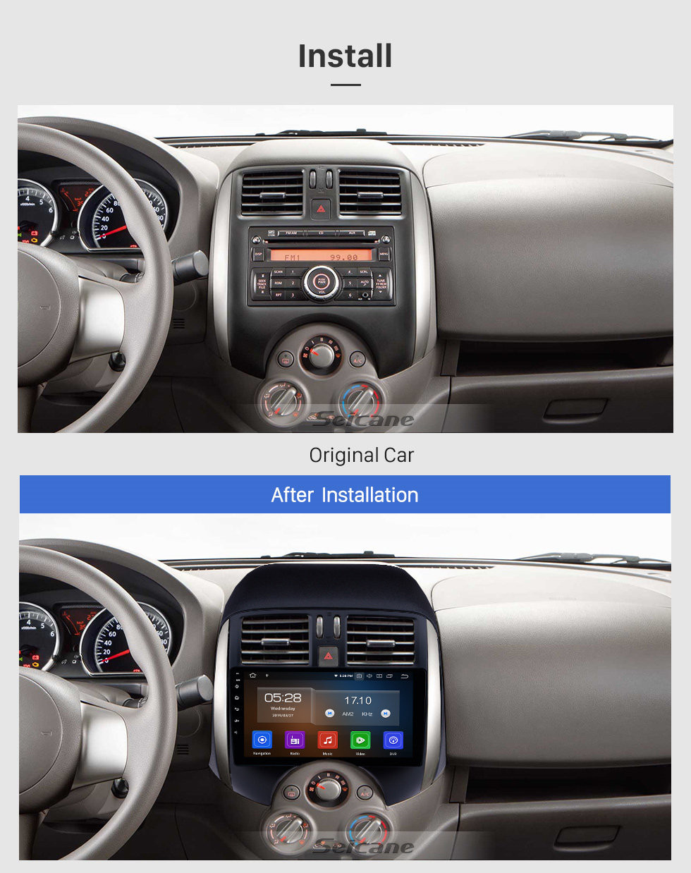 Seicane Todo en uno Android 11.0 Navegación GPS Estéreo con pantalla táctil de 9 pulgadas HD para 2011-2013 Nissan Old Sunny Bluetooth FM WIFI USB Control del volante USB Carplay AUX compatible con DVR OBD2