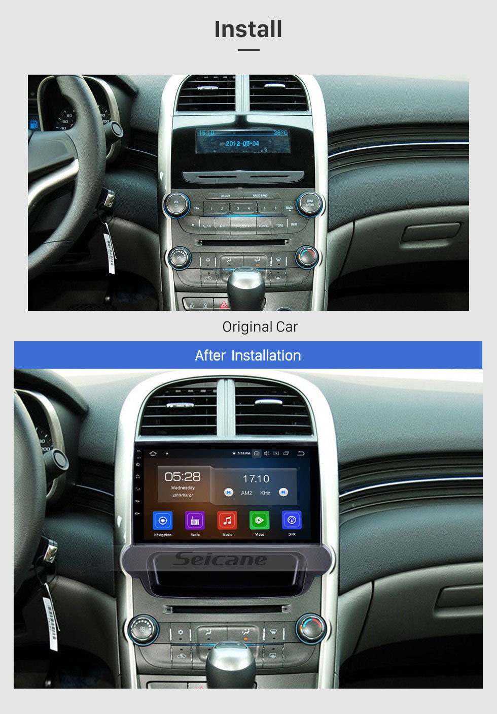Seicane Android 13.0 für 2012–2014 Chevy Chevrolet Malibu Radio 9 Zoll GPS-Navigationssystem mit Bluetooth HD Touchscreen Carplay-Unterstützung SWC