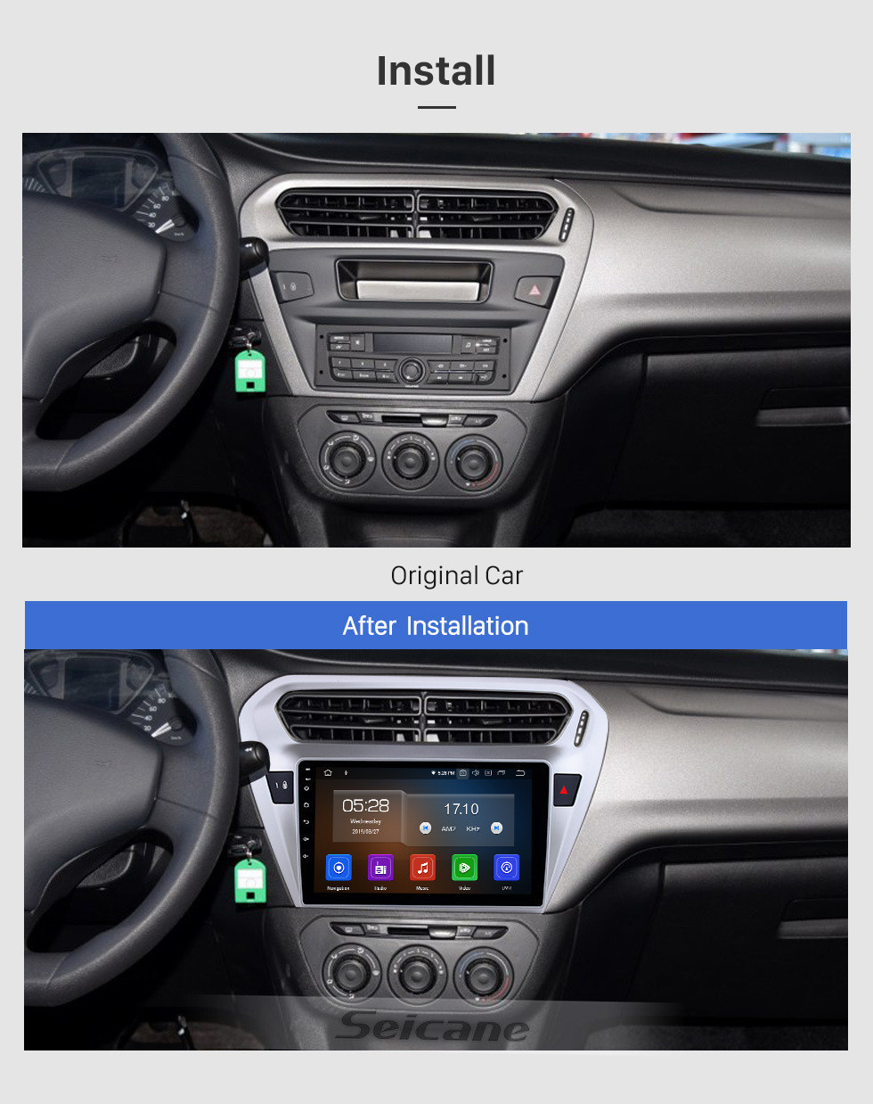 Seicane Android 11.0 9 polegada GPS Navegação Rádio para 2013 2014 Peugeot 301 Citroen Elysee Citroën C-Elysee Cabeça Unidade estéreo com Carplay Bluetooth AUX suporte USB DVR TPMS