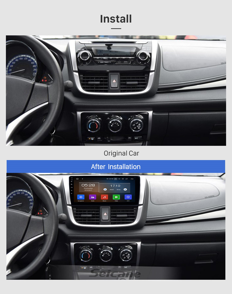 Seicane HD Touchscreen 2017 Toyota Yaris L Android 11.0 9 Zoll GPS-Navigations-Radio Bluetooth USB Carplay WIFI-AUX-Unterstützung SWC OBD2 Lenkradsteuerung