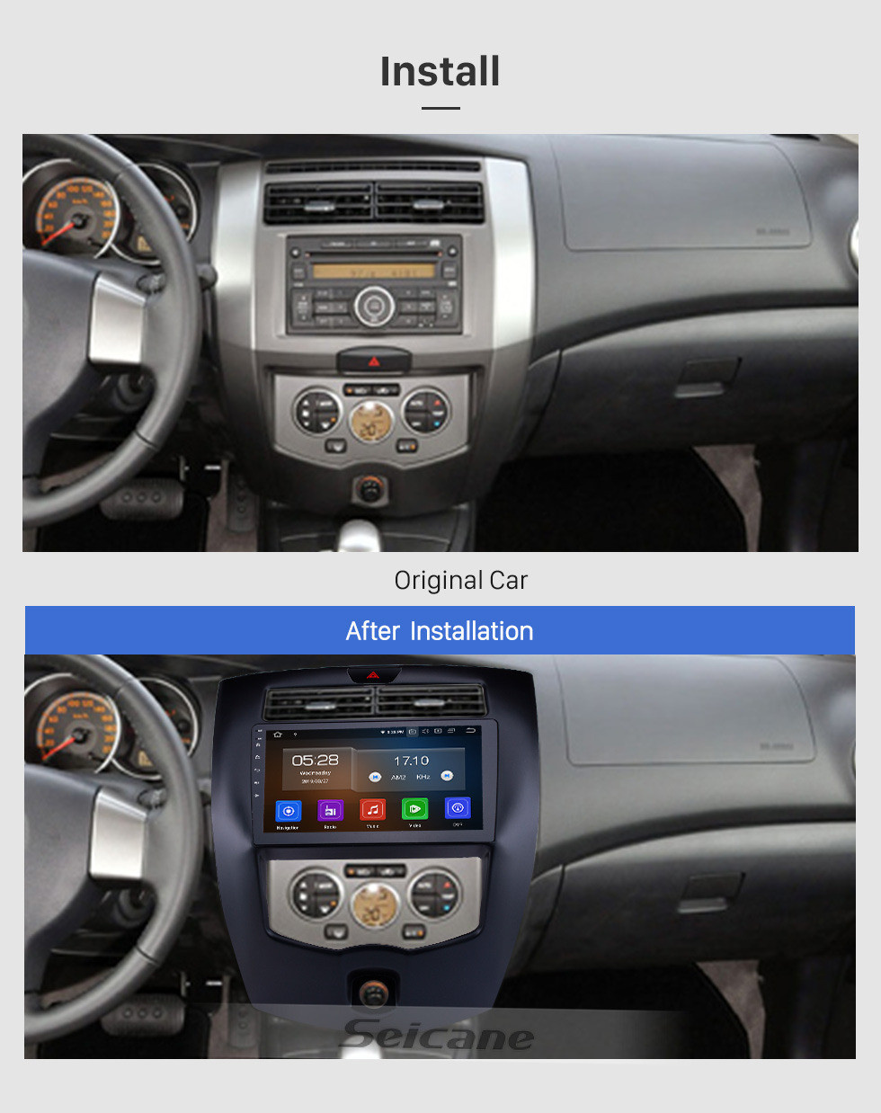 Seicane 10,1 Zoll Android 11.0 Radio für 2013-2016 Nissan Livina LHD mit GPS-Navigation HD Touchscreen Bluetooth Carplay Unterstützung Rückfahrkamera DAB +