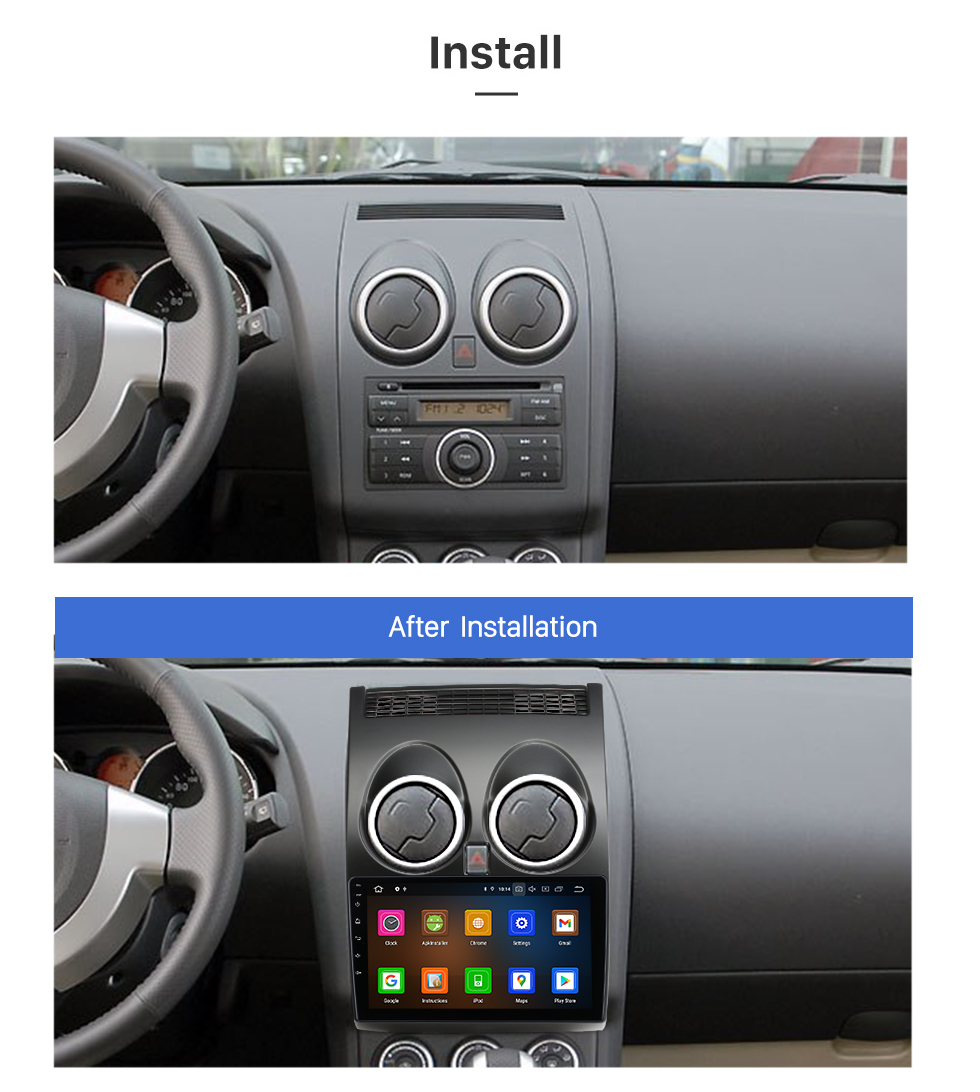 Seicane  9 pulgadas 2008-2015 Nissan Qashqai 1 J10 Android 13.0 HD Pantalla táctil Bluetooth Radio con navegación GPS Soporte USB FM WIFI 4G 1080P Cámara de respaldo de video Control del volante Carplay