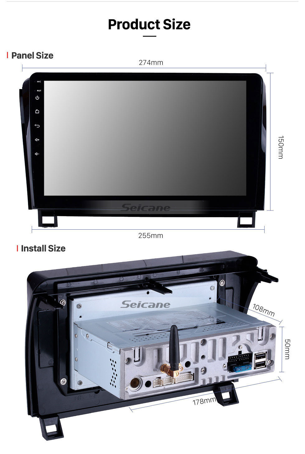 Seicane OEM 10.1 pouces Android 11.0 pour 2006-2014 Toyota Sequoia Radio Système de navigation GPS avec écran tactile HD avec Bluetooth WiFi Carplay support Caméra de recul