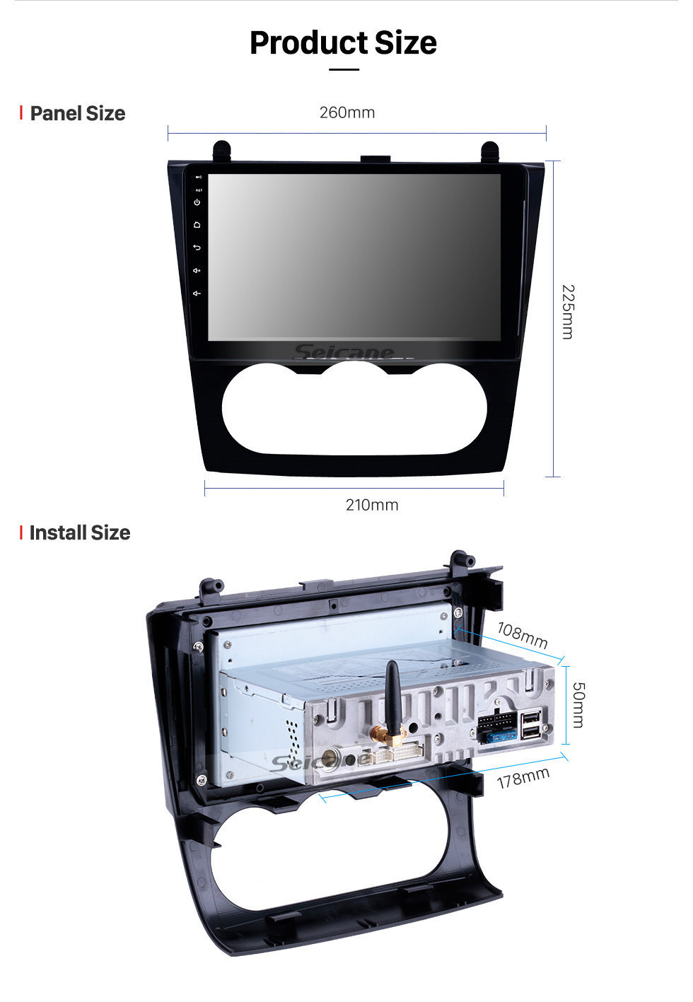 Seicane 9 polegadas OEM HD Touchscreen Android 12.0 GPS Navi Rádio para 2008-2012 Nissan Teana Altima Manual A / C Unidade principal USB Bluetooth 4G WIFI Link Espelho SWC DVR