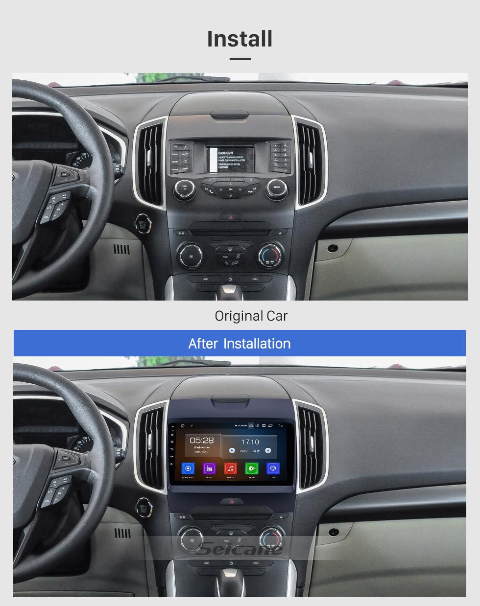 Seicane Android 13.0 HD Touchscreen 9-Zoll-Radio für 2013-2017 FORD EDGE Bluetooth GPS Navi USB Carplay Unterstützung DVR Digital TV TPMS OBD 4G WIFI DVD-Player SWC RDS