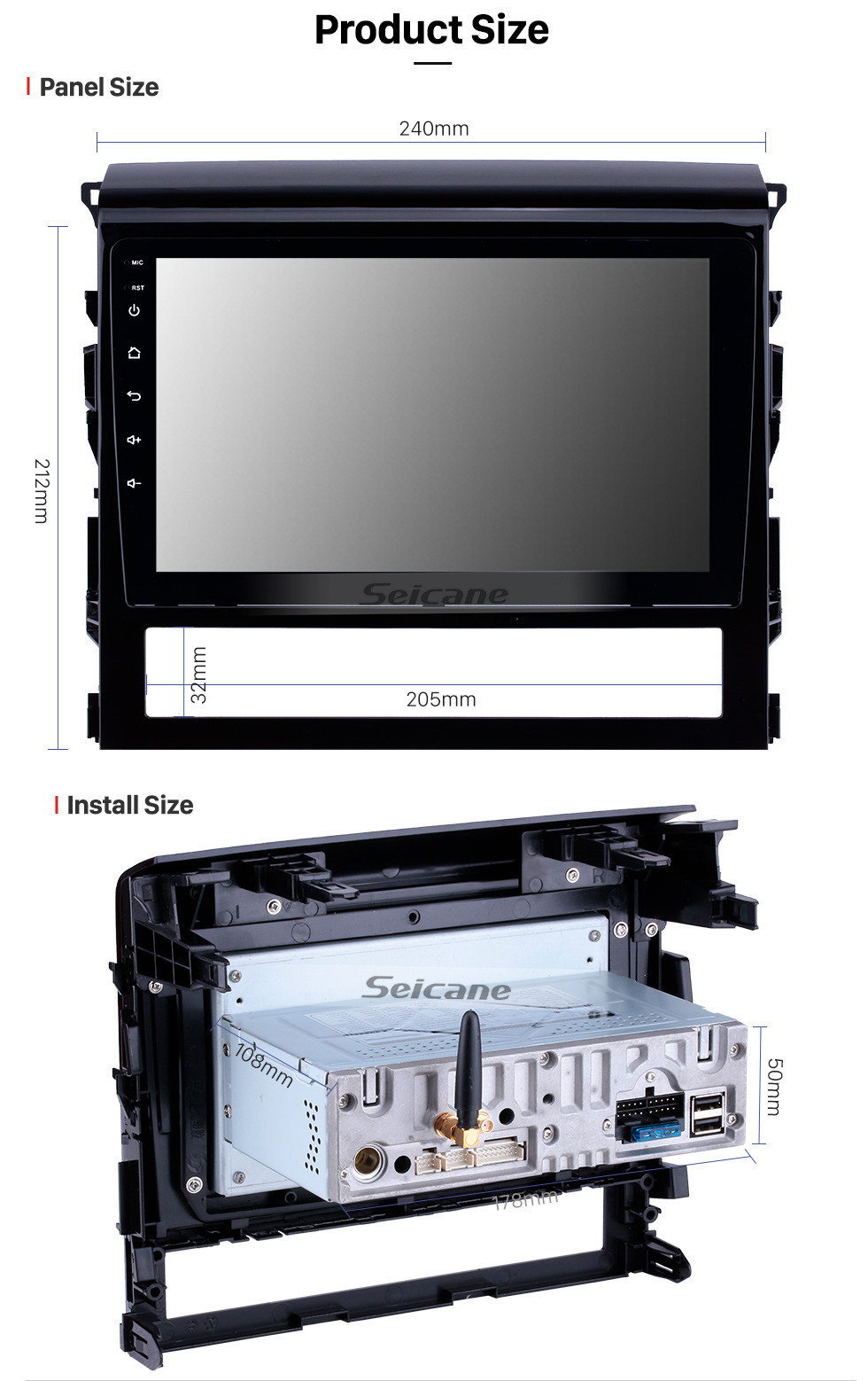 Seicane Radio Android 11.0 de 9 pulgadas para 2015-2018 Toyota Land Cruiser con navegación GPS HD Pantalla táctil Bluetooth Compatible con sistema de audio Carplay OBD2 Cámara de vista trasera