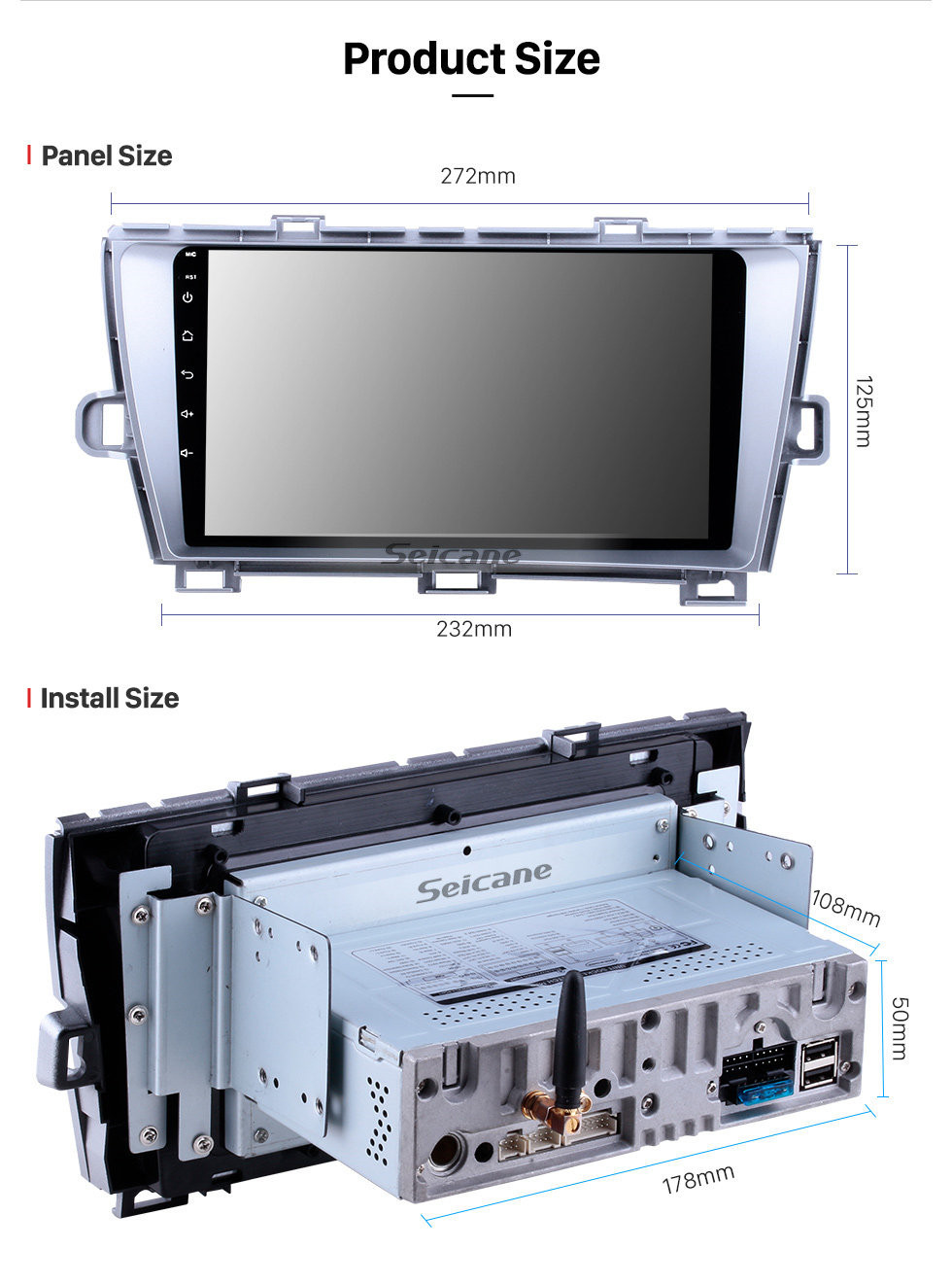 Seicane 2009-2013 Toyota Prius (LHD) 9 polegada Android 11.0 Rádio Bluetooth com Navegação GPS Wifi LinkMirror USB Suporte de Controle de Volante Câmera Retrovisor OBD2 DAB + DVR