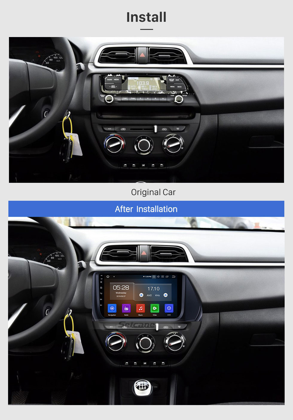Seicane 2017 Hyundai VERNA 9 pulgadas Android 11.0 Radio Bluetooth con navegación GPS Conexión Wi-Fi USB Control del volante Soporte de cámara de visión trasera inalámbrica OBD2 DAB + DVR