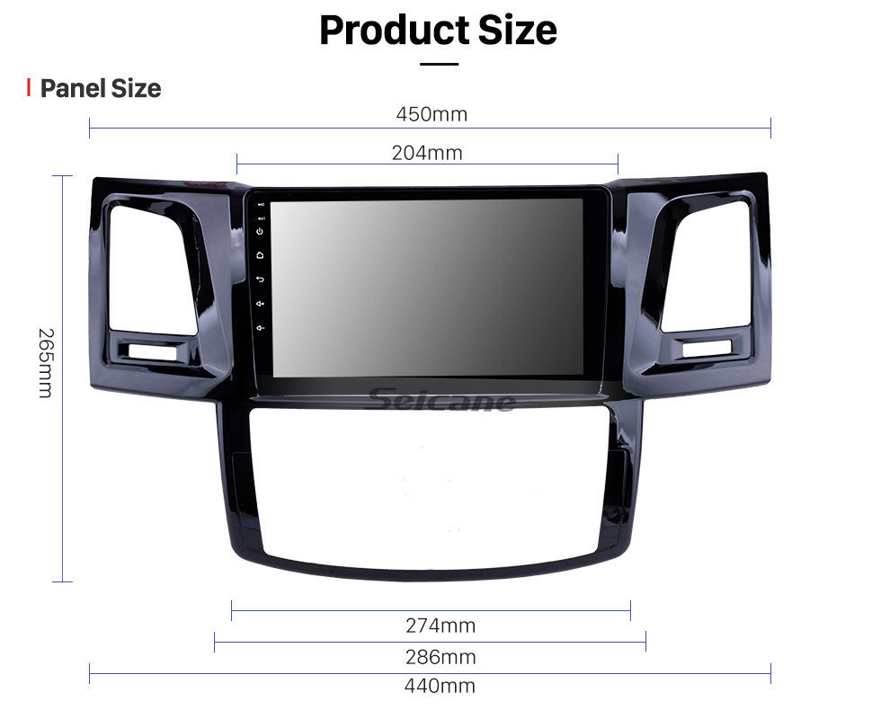 Seicane OEM 9 pulgadas Android 13.0 Radio de navegación GPS para 2008-2014 Toyota Fortuner / Hilux Bluetooth HD Pantalla táctil Carplay USB compatible con TV digital DVR