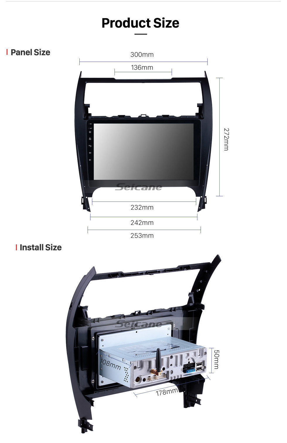 Seicane Android 11.0 2012-2017 Toyota Camry 10.1 Pouce HD Écran Tactile Voiture Stéréo Radio Tête Unité GPS Navigation Bluetooth WIFI Soutien Caméra de Recul Volant Contrôle USB DVR