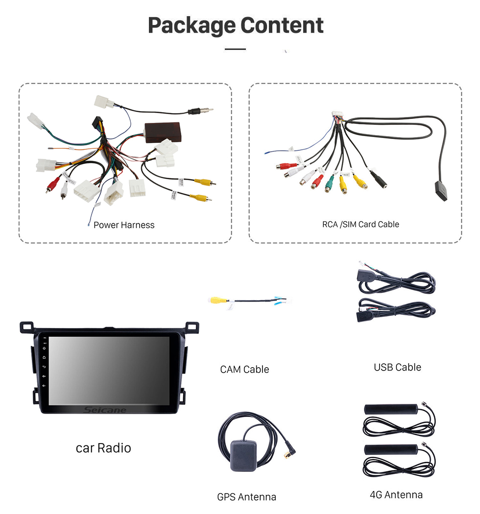 Seicane 9 Zoll 2013-2018 Toyota RAV4 RHD Android 13.0 Autoradio Bluetooth GPS Navigationssystem unterstützt DVD Player TV Rückfahrkamera iPod iPhone USB AUX Lenkradsteuerung