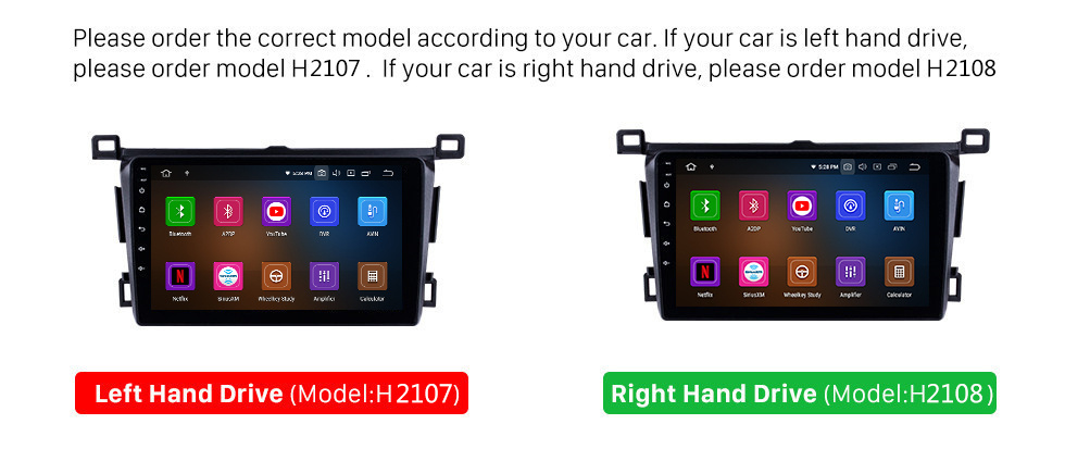 Seicane 2013-2018 Toyota RAV4 Linkslenker Android 13.0 9-Zoll-GPS-Navigation HD-Touchscreen-Radio WIFI Bluetooth USB AUX-Unterstützung DVD-Player SWC 1080P Rückfahrkamera OBD TPMS Carplay