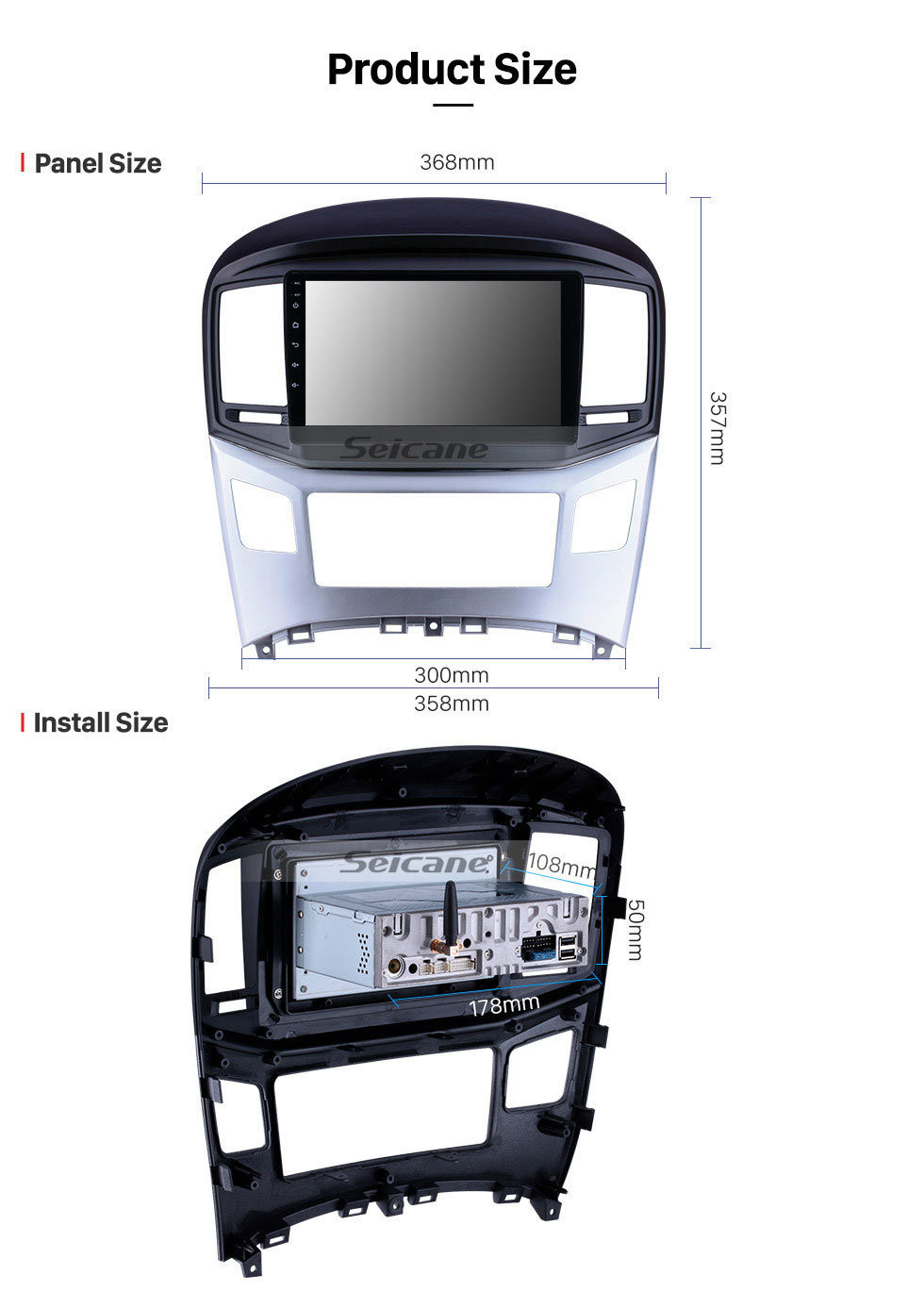 Seicane 9 pulgadas Android 11.0 2016 2017 2018 HYUNDAI H1 Actualización de radio Navegación GPS Pantalla táctil estéreo para automóvil Soporte de enlace de espejo Bluetooth OBD2 AUX 3G WiFi DVR 1080P Reproductor de DVD de video