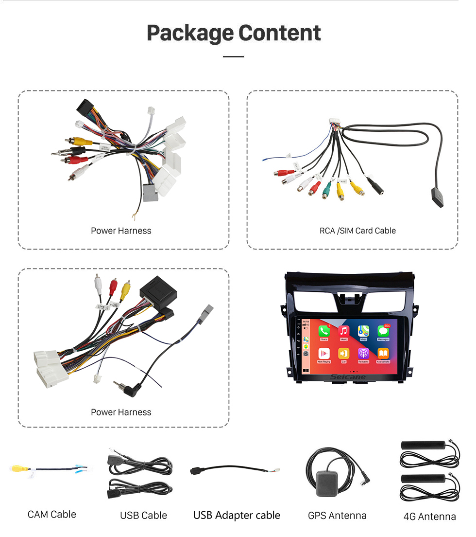 Seicane 10.1 pulgadas Android 13.0 2013 2014 2015 2016 2017 NISSAN TEANA ALTIMA Bluetooth Sistema de navegación GPS con pantalla HDTouch 3G WiFi AUX Control del volante USB 1080P compatible con TPMS DVR OBDII Cámara trasera