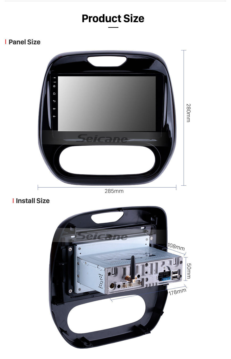 Seicane 9 polegadas Android 11.0 HD Tela sensível ao toque Unidade principal Sistema de navegação GPS para 2011-2016 Renault Captur CLIO Samsung QM3 Manual A / C Rádio Bluetooth WIFI DVR Vídeo USB Link de espelho USB