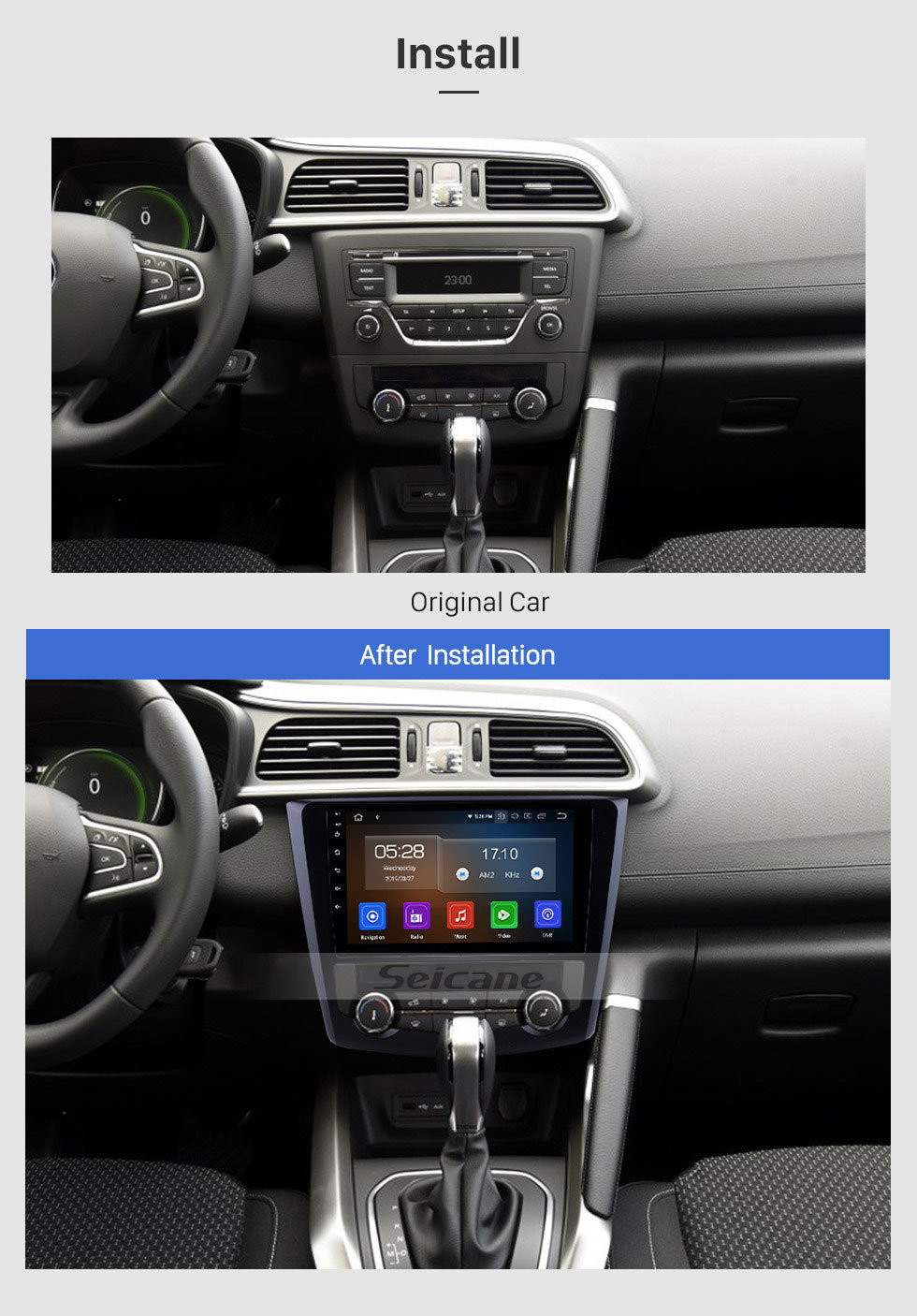 Seicane 9 zoll Android 11.0 HD Touchscreen Autoradio Kopfeinheit für 2016-2017 Renault Kadjar Bluetooth Radio Wlan DVR Video USB Spiegel-Verbindung OBD2 Rückfahrkamera Lenkradsteuerung