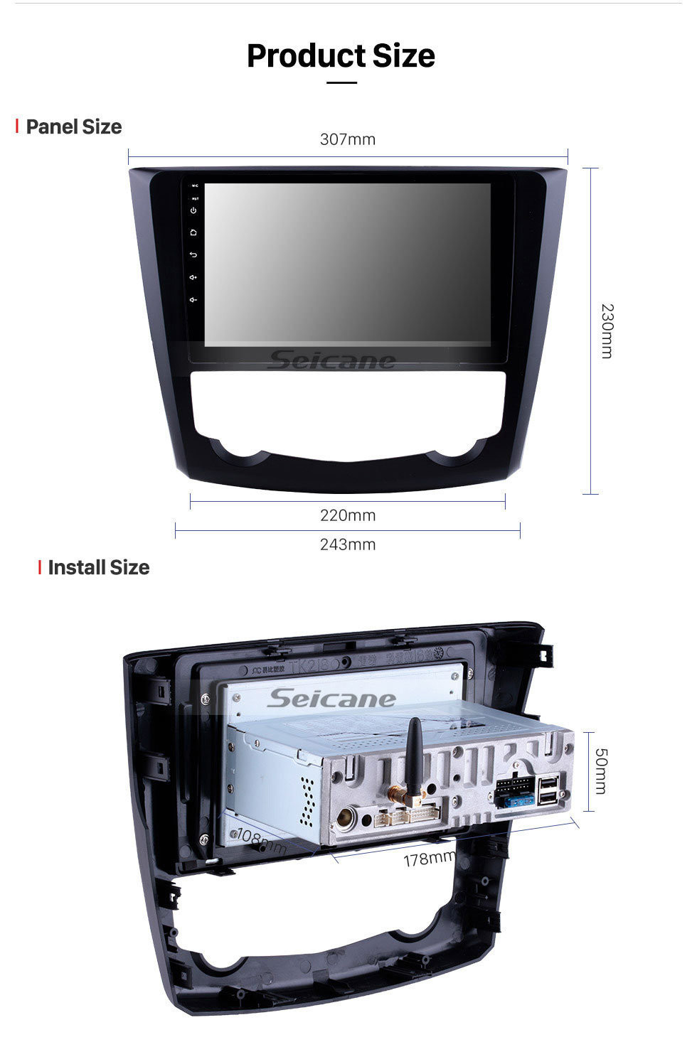 Seicane 9 zoll Android 11.0 HD Touchscreen Autoradio Kopfeinheit für 2016-2017 Renault Kadjar Bluetooth Radio Wlan DVR Video USB Spiegel-Verbindung OBD2 Rückfahrkamera Lenkradsteuerung