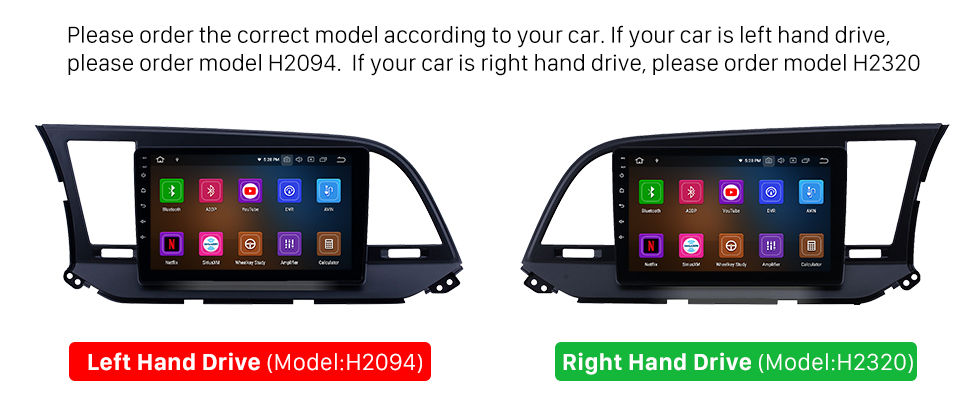 Seicane 9 inch HD Touchscreen 2016 Hyundai Elantra LHD Android 13.0 Radio DVD Player GPS Navigation with wifi Bluetooth Mirror Link OBD2 DAB+ DVR AUX