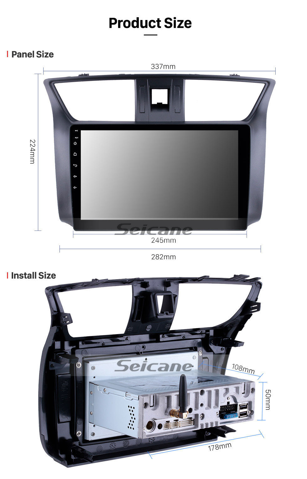 Seicane 10.1 pouces 2012-2016 Nissan Slyphy Android 11.0 Système de navigation GPS Autoradio MP3 4G WiFi USB 1080P Vidéo Auto A / V Caméra de recul Lien miroir