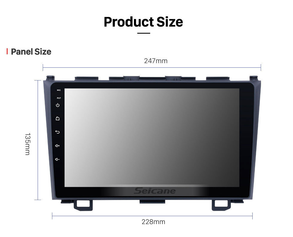 Seicane Lecteur DVD GPS Android 13.0 pour 2006 2007 2008-2011 Système de navigation Honda CRV Prise en charge USB SD Bluetooth 3G WIFI Aux Caméra de recul Lien miroir OBD2 DVR